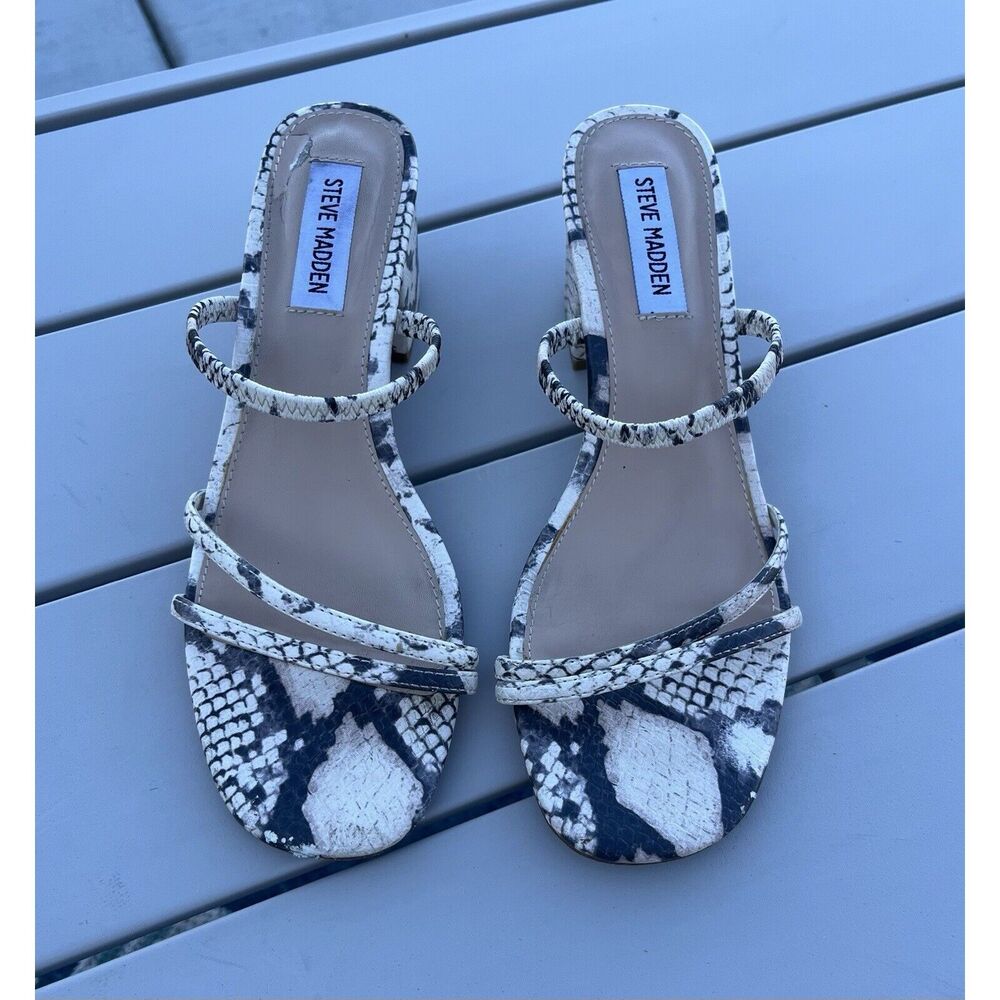 Steve Madden Block Heel Snake Print Sandal - Size… - image 1